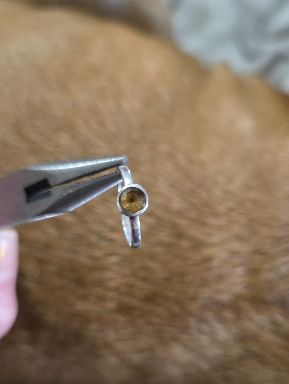Sterling Silver Citrine Stone Bezel Ring